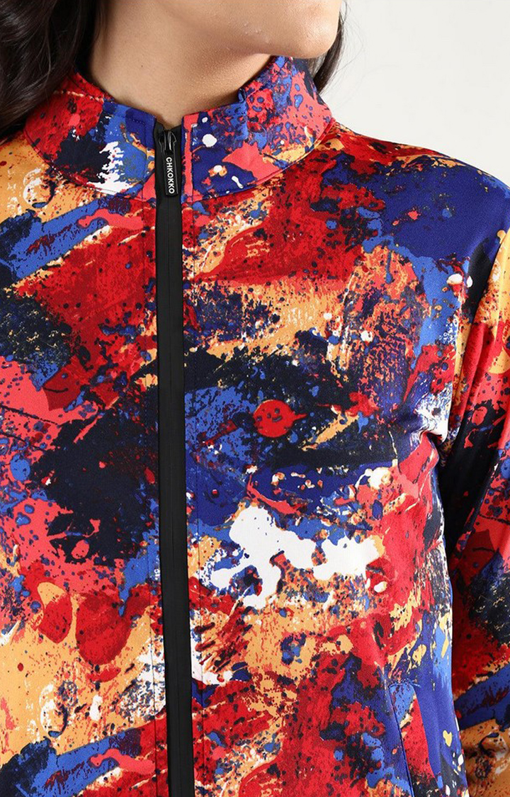 Women's Multicolor Printed Polyester Tracksuit