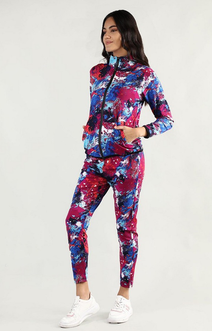 Women's Multicolor Printed Polyester Tracksuit