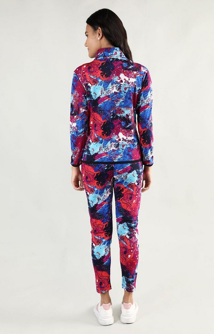 Women's Multicolor Printed Polyester Tracksuit
