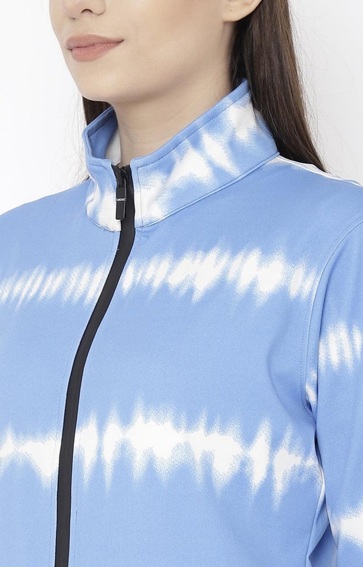 Women's Blue and White Tie Dye Polyester Tracksuit