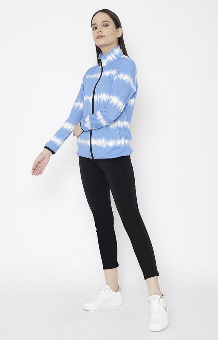 Women's Blue and White Tie Dye Polyester Tracksuit