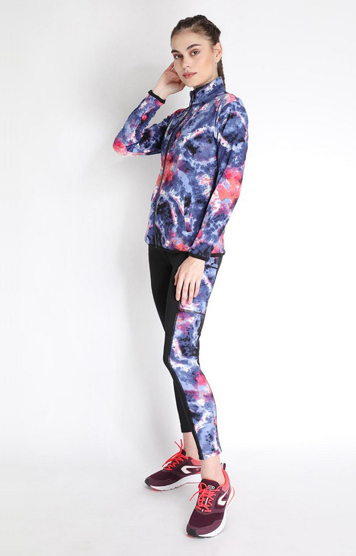 Women's Multicolor Tie Dye Polyester Tracksuit
