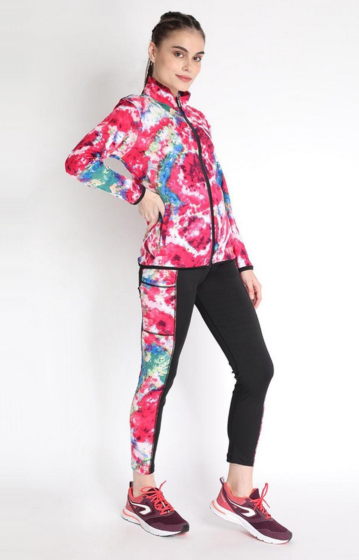 Women's Multicolor Tie Dye Polyester Tracksuit