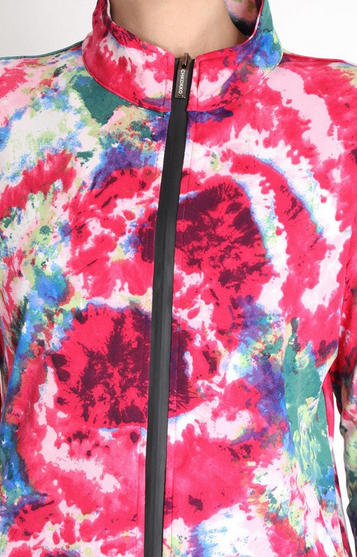 Women's Multicolor Tie Dye Polyester Tracksuit