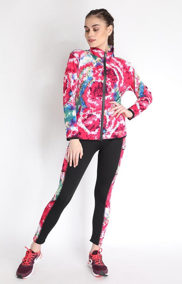 Women's Multicolor Tie Dye Polyester Tracksuit