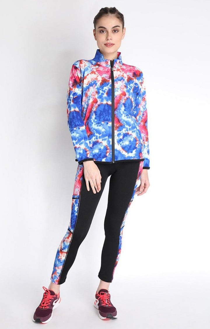 Women's Multicolor Tie Dye Polyester Tracksuit
