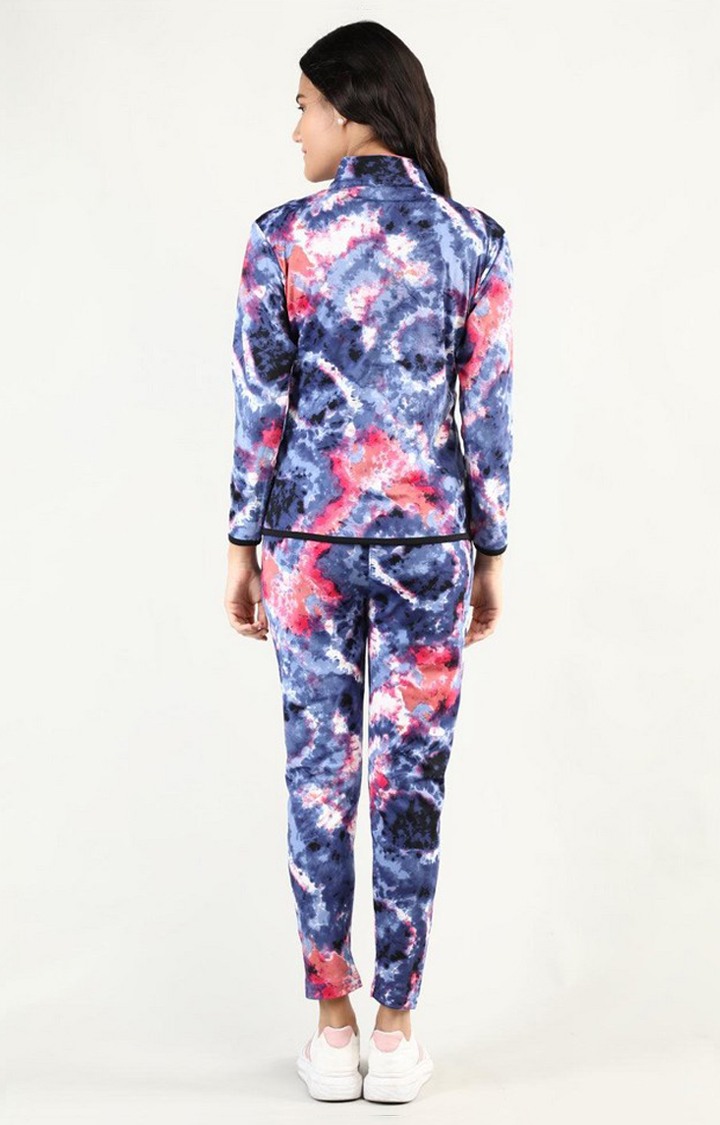 Women's Multicolor Tie Dye Polyester Tracksuit