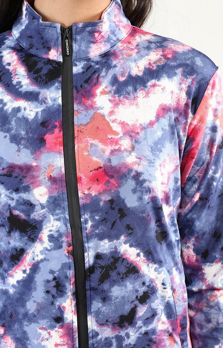 Women's Multicolor Tie Dye Polyester Tracksuit
