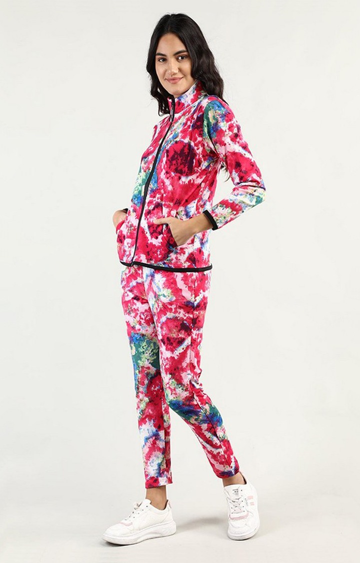 Women's Multicolor Tie Dye Polyester Tracksuit