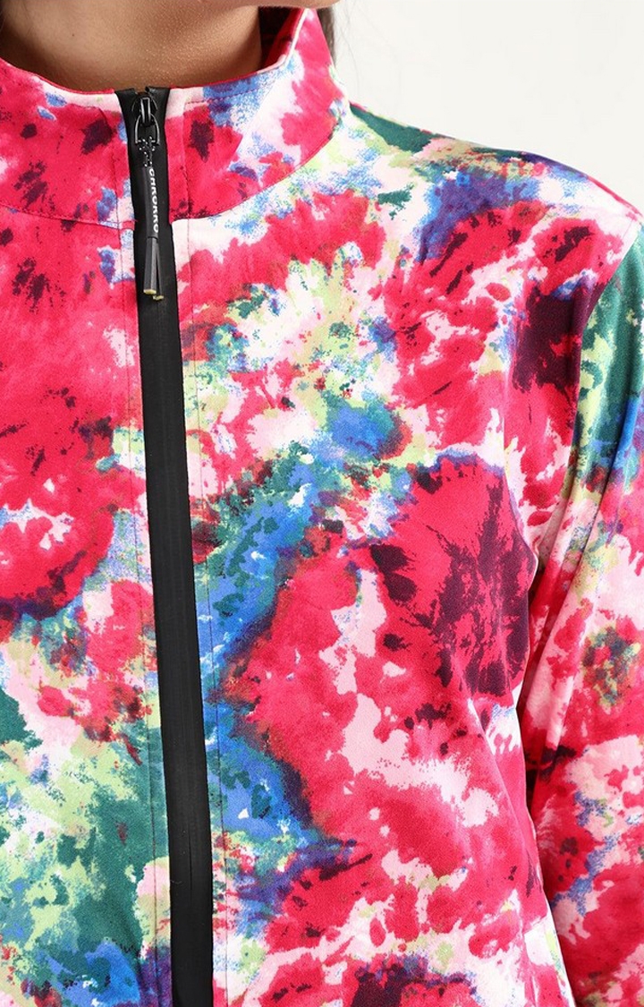 Women's Multicolor Tie Dye Polyester Tracksuit