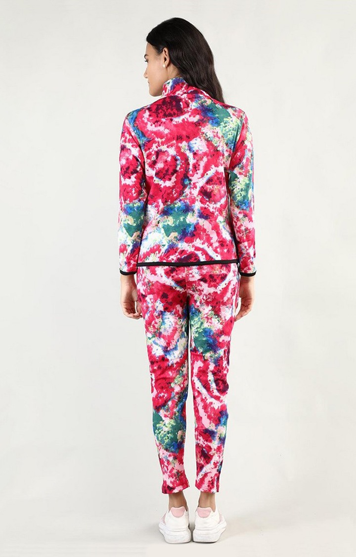 Women's Multicolor Tie Dye Polyester Tracksuit