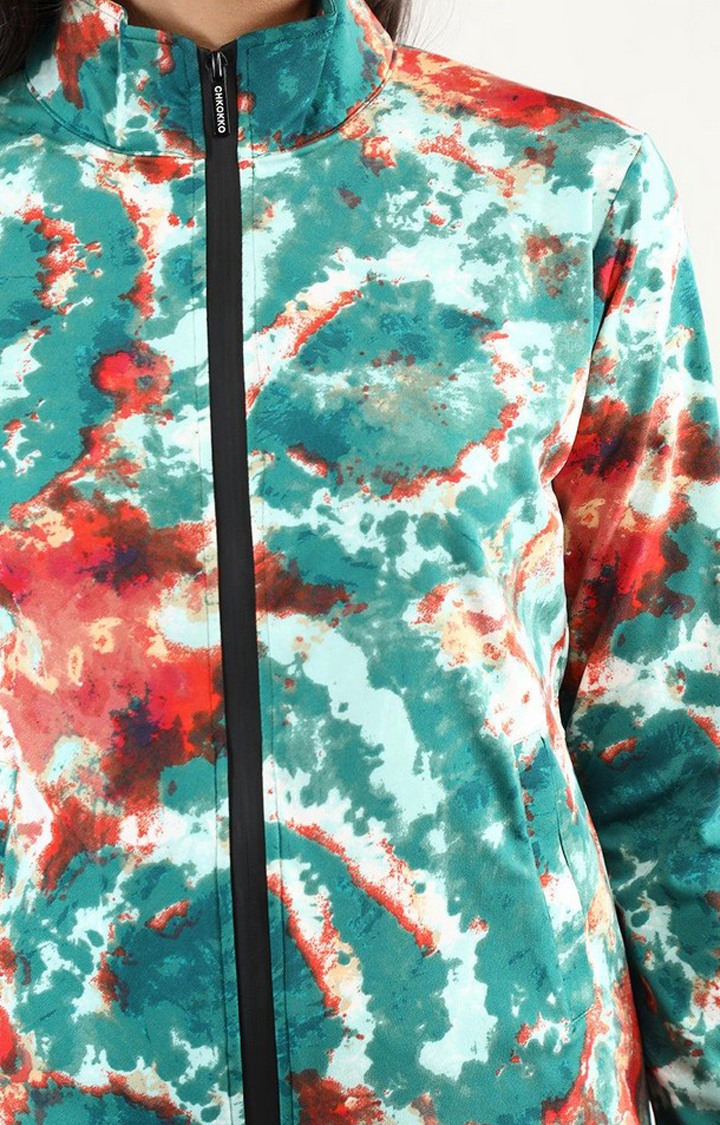 Women's Multicolor Tie Dye Polyester Tracksuit