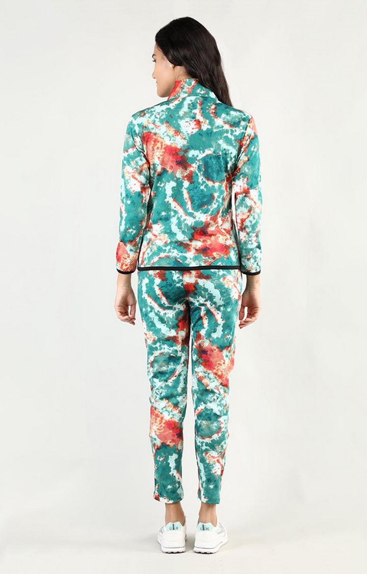 Women's Multicolor Tie Dye Polyester Tracksuit