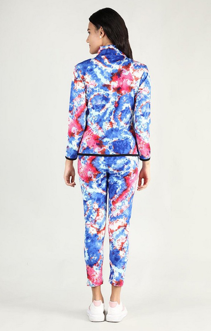 Women's Multicolor Tie Dye Polyester Tracksuit