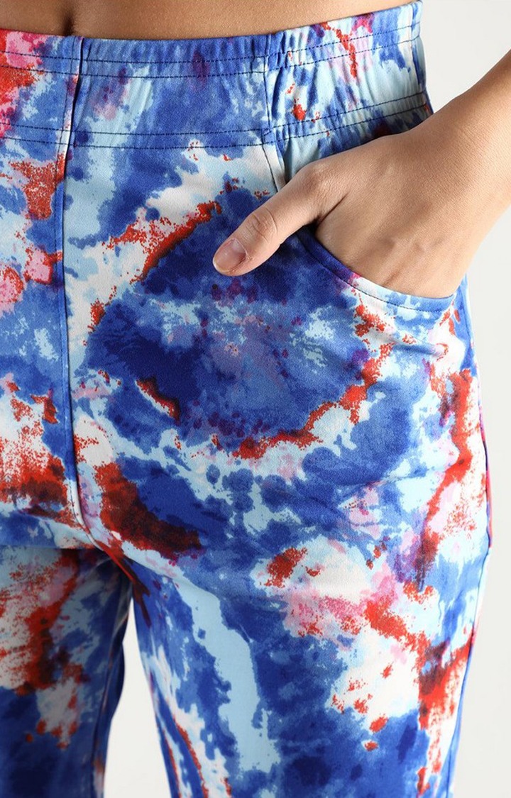 Women's Multicolor Tie Dye Polyester Tracksuit