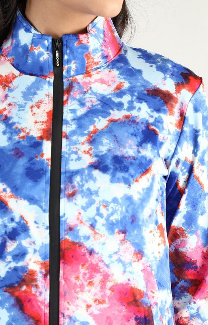 Women's Multicolor Tie Dye Polyester Tracksuit