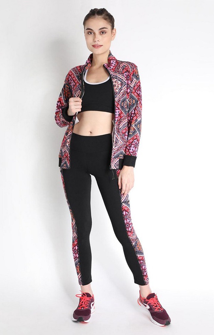 Women's Multicolor Printed Polyester Tracksuit