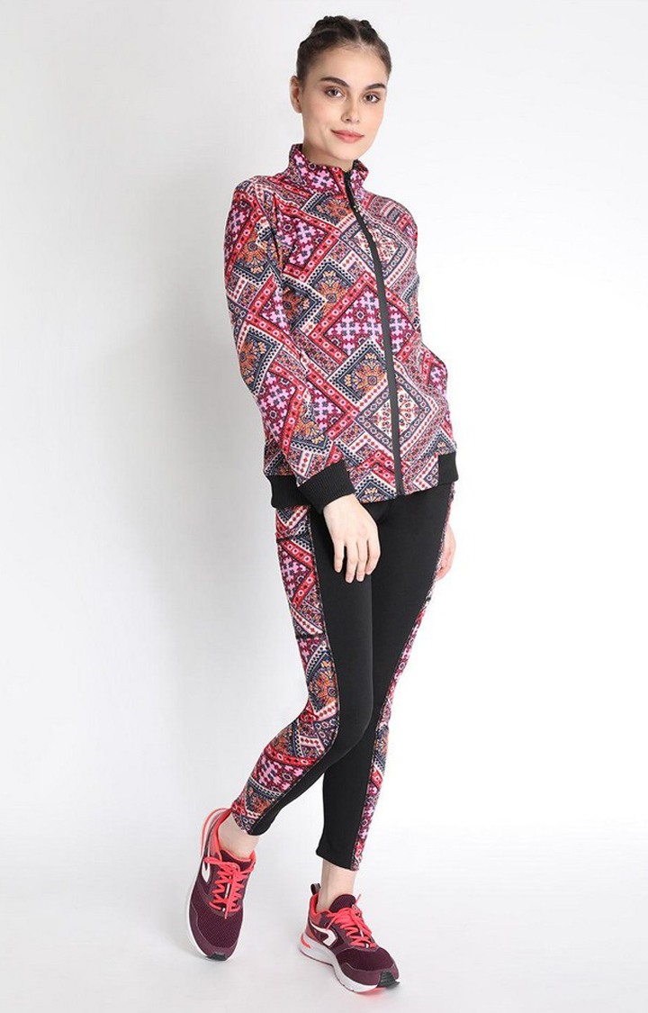 Women's Multicolor Printed Polyester Tracksuit