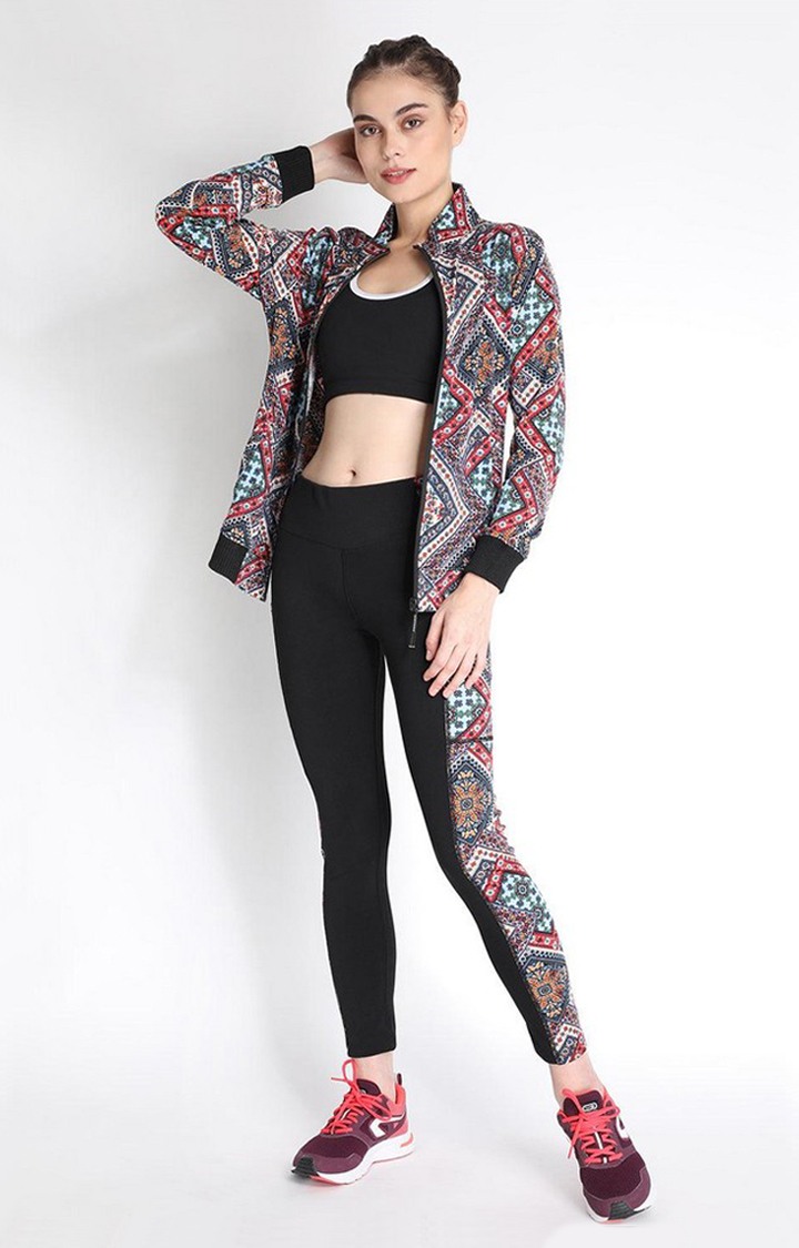 Women's Multicolor Printed Polyester Tracksuit