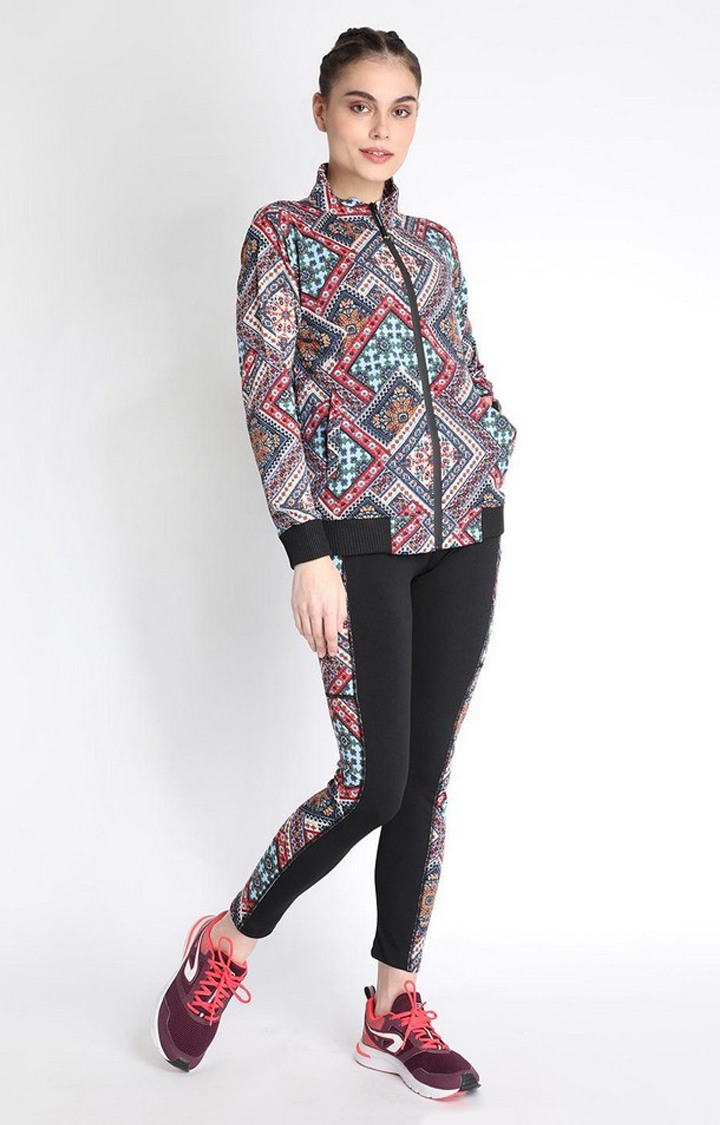 Women's Multicolor Printed Polyester Tracksuit