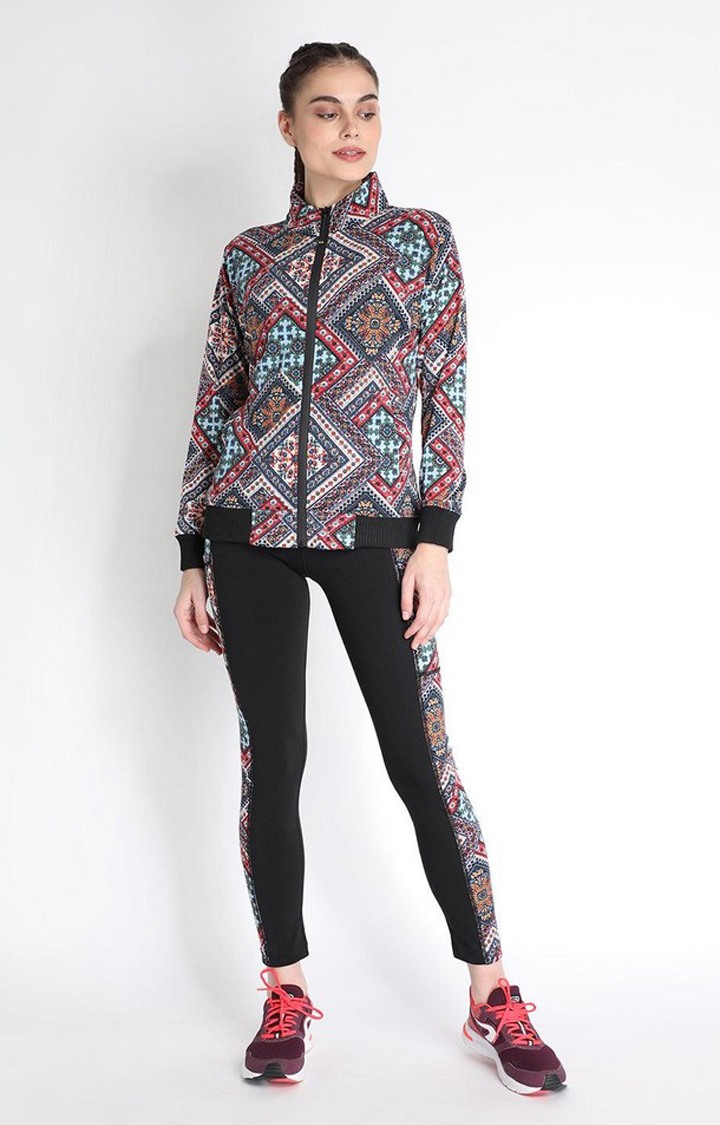 Women's Multicolor Printed Polyester Tracksuit