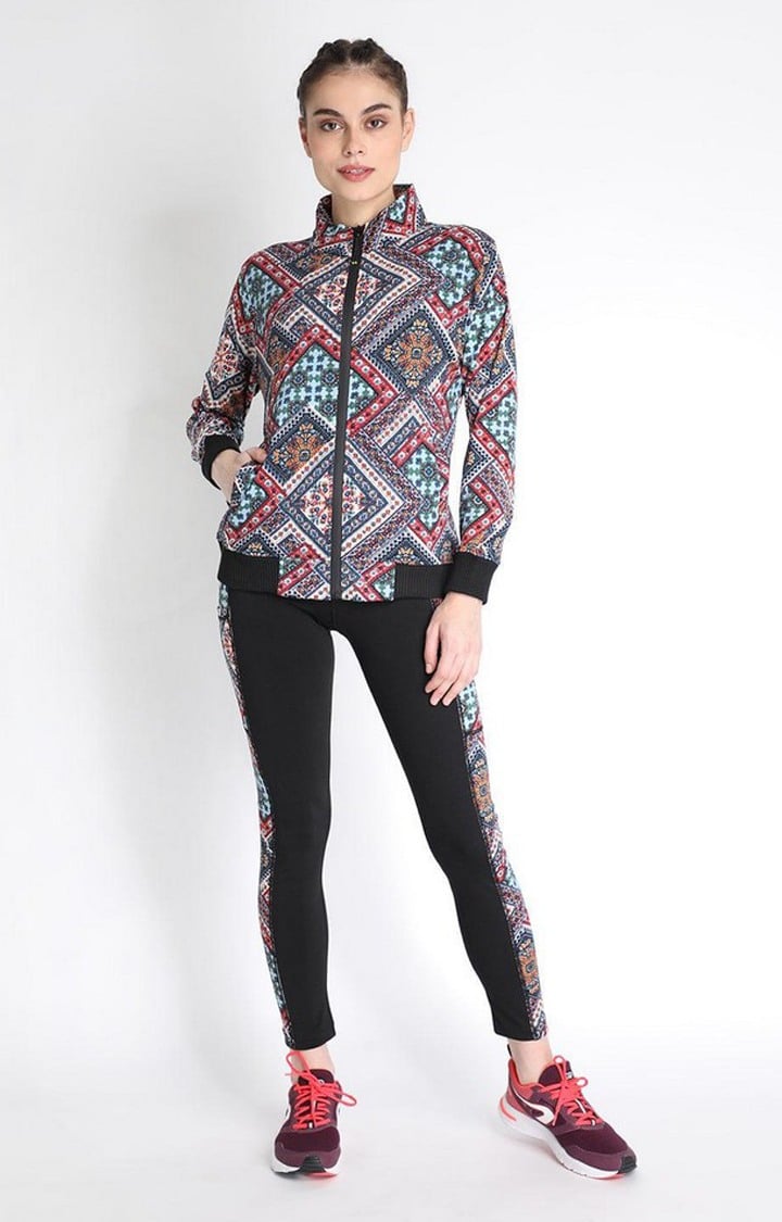 Women's Multicolor Printed Polyester Tracksuit