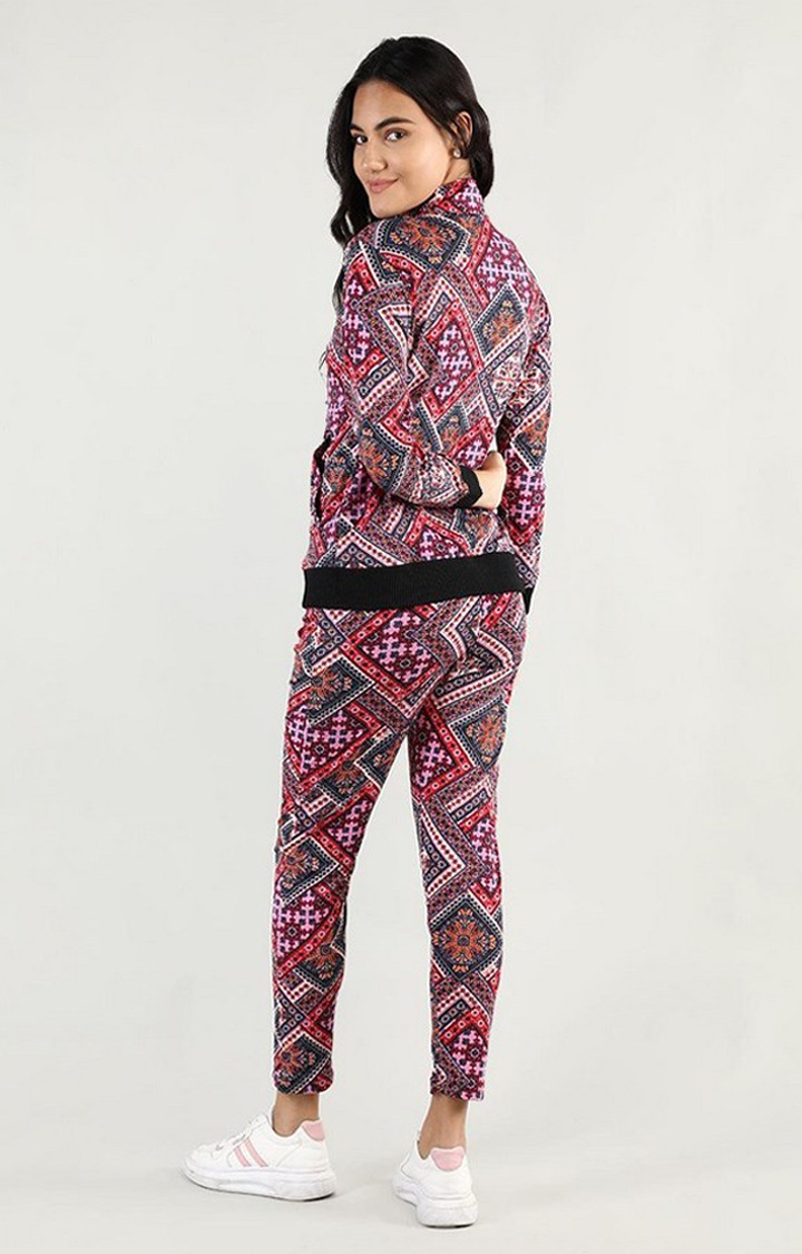 Women's Multicolor Printed Polyester Tracksuit