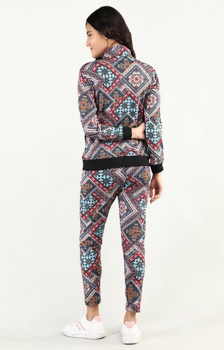 Women's Multicolor Printed Polyester Tracksuit