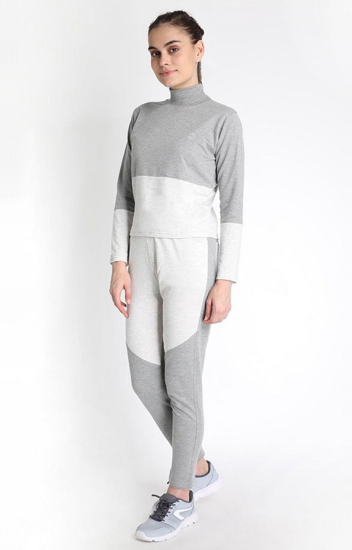Women's Grey Colourblocked Polycotton Tracksuit