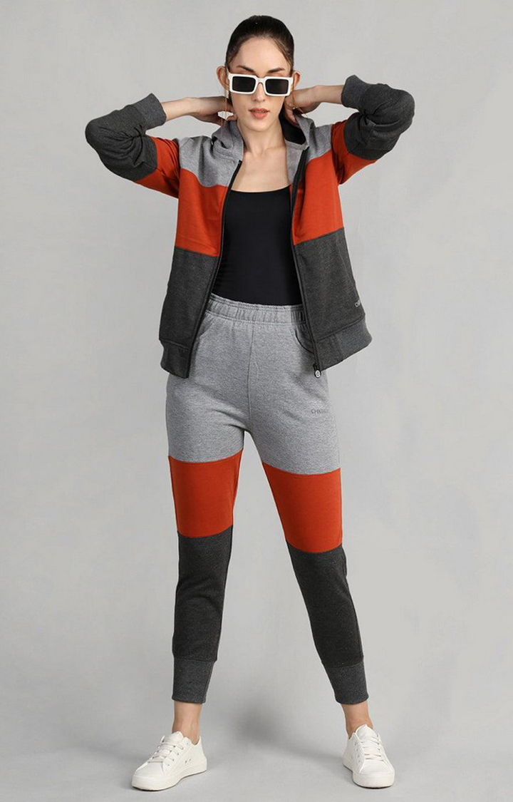 Women's Multicolor Colourblocked Polyester Tracksuit