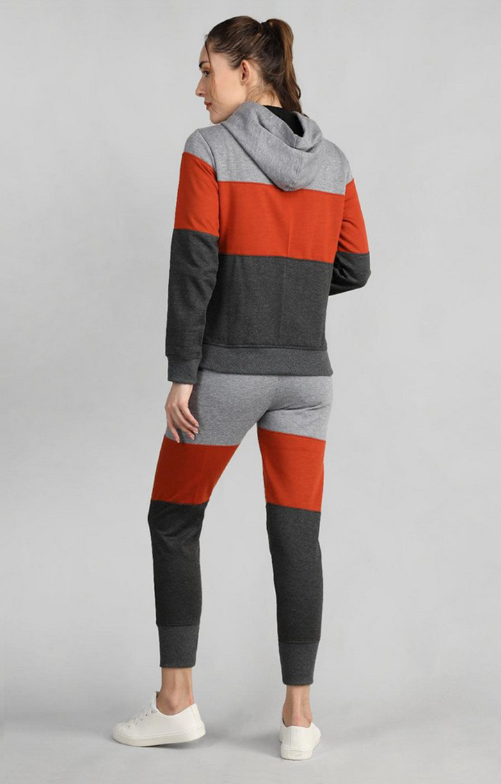 Women's Multicolor Colourblocked Polyester Tracksuit