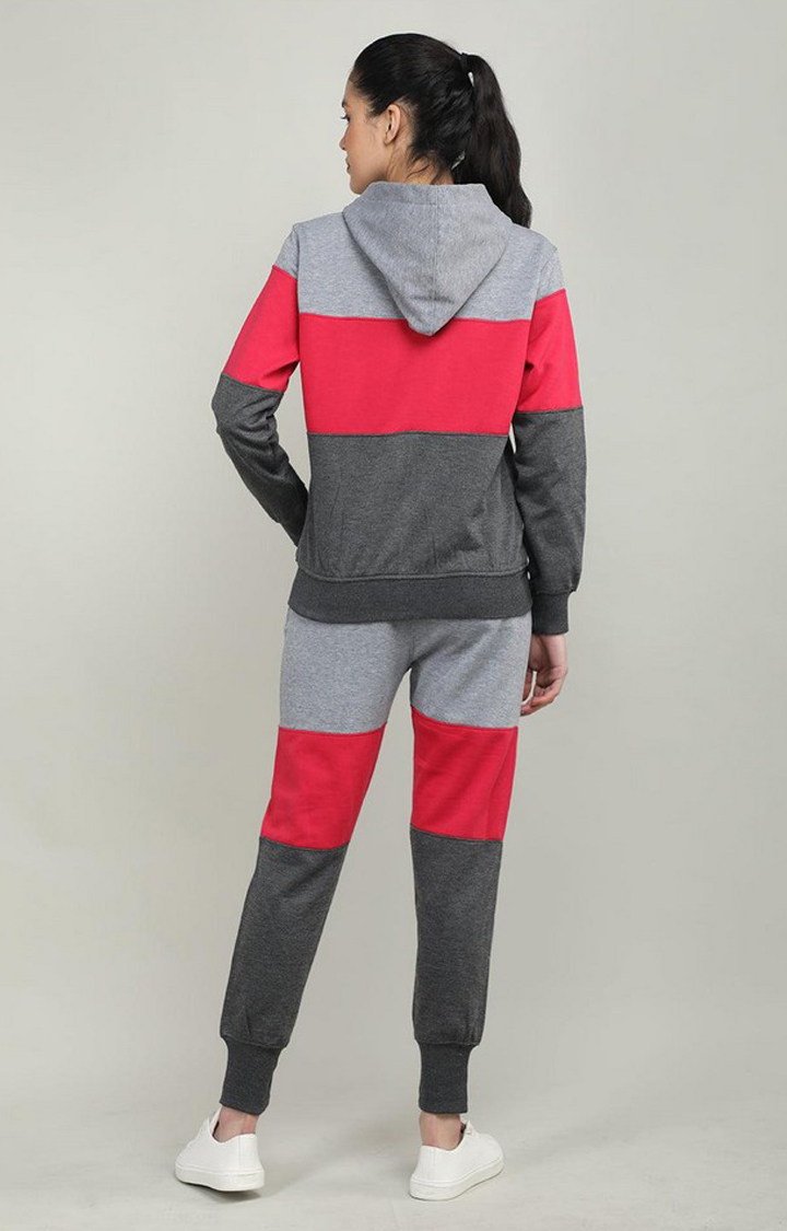 Women's Multicolor Colourblocked Polyester Tracksuit