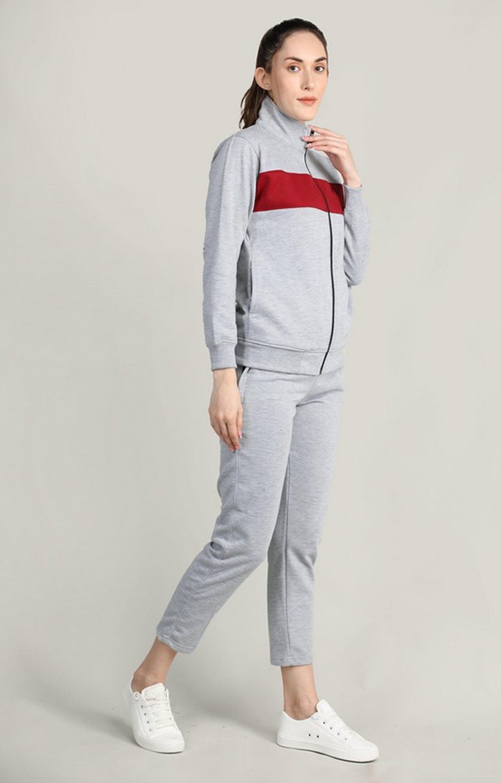 Grey and red hotsell tracksuit