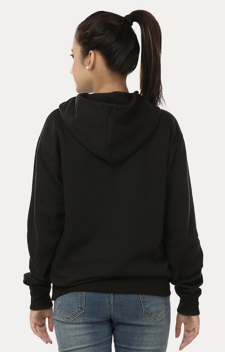 Women's Black Acrylic Printed Hoodies