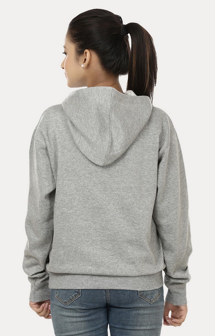 Women's Grey Acrylic Printed Hoodies
