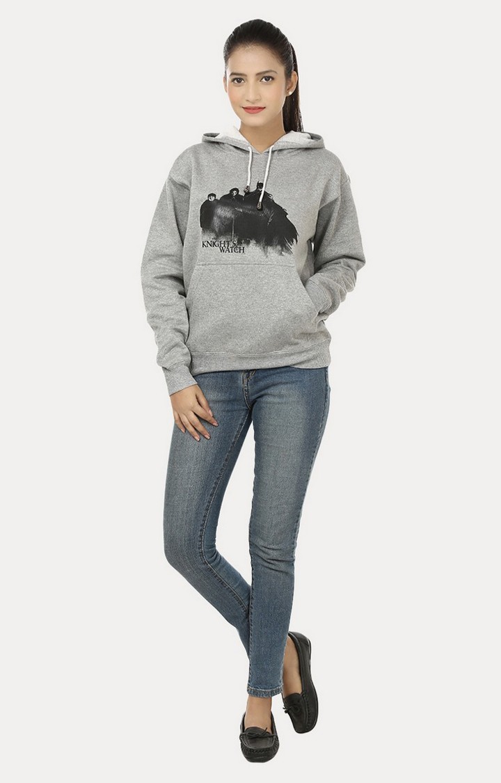 Women's Grey Acrylic Printed Hoodies