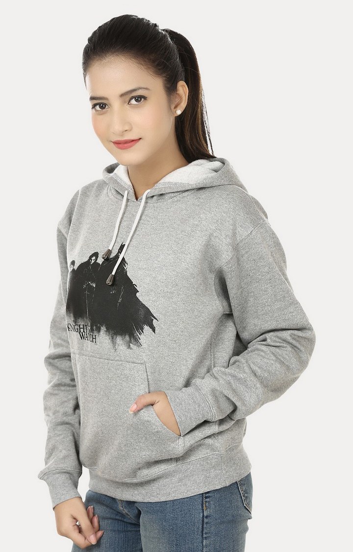 Women's Grey Acrylic Printed Hoodies