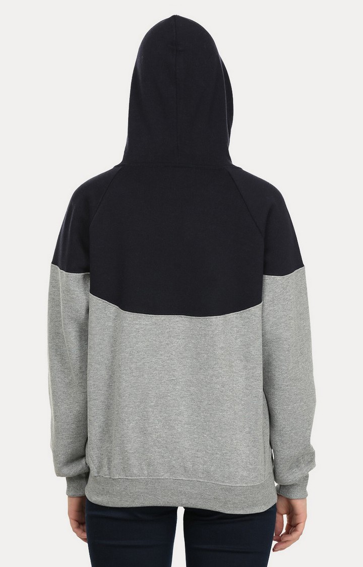 Women's Blue Acrylic Colourblock Hoodies