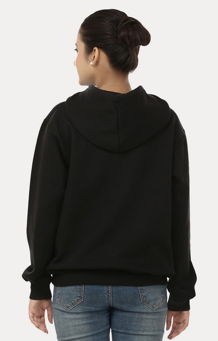 Women's Black Acrylic Solid Hoodies