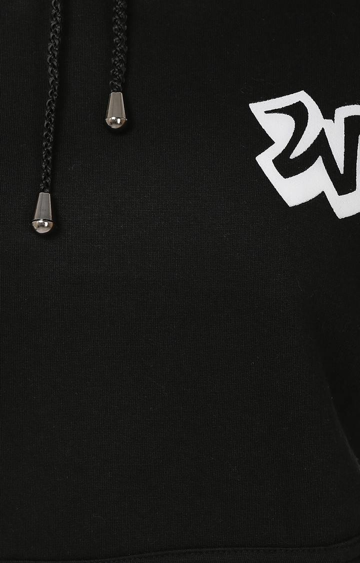 Women's Black Acrylic Solid Hoodies