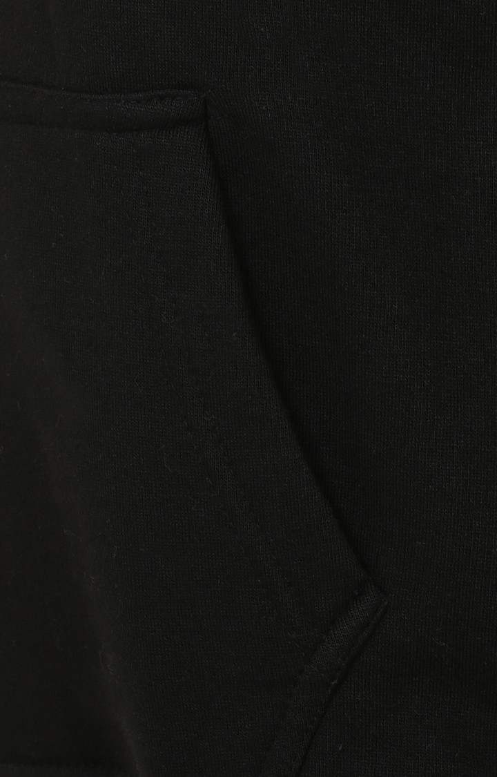 Women's Black Acrylic Solid Hoodies
