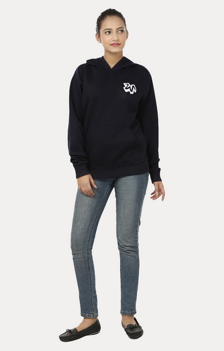 Women's Blue Acrylic Solid Hoodies