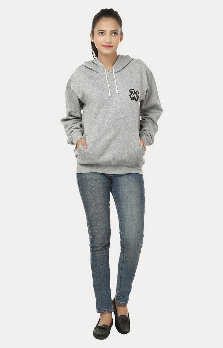 Women's Grey Acrylic Melange Hoodies