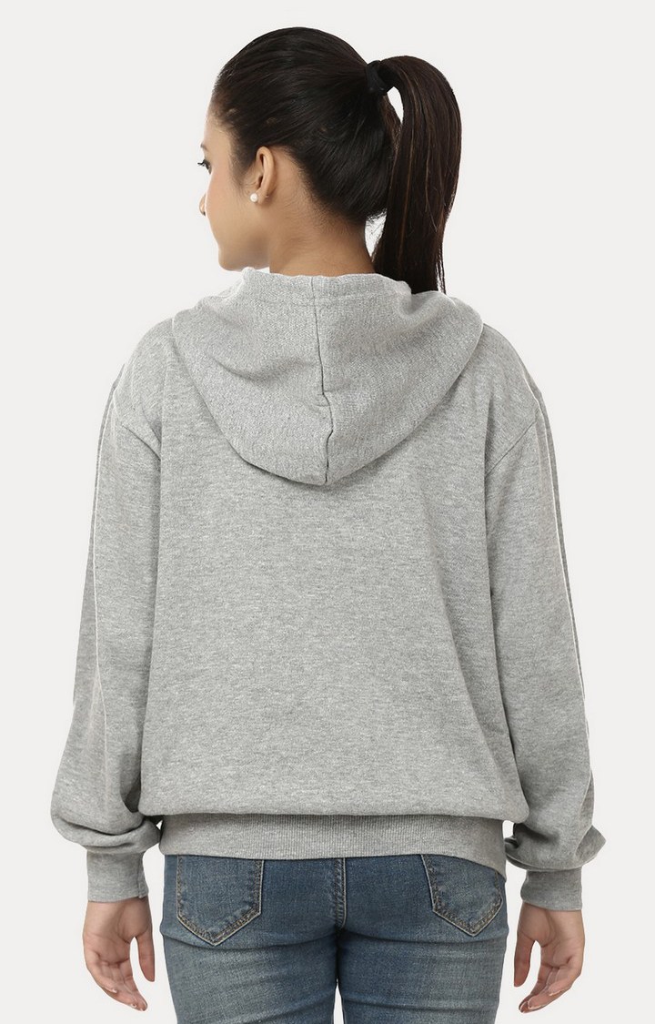 Women's Grey Acrylic Melange Hoodies