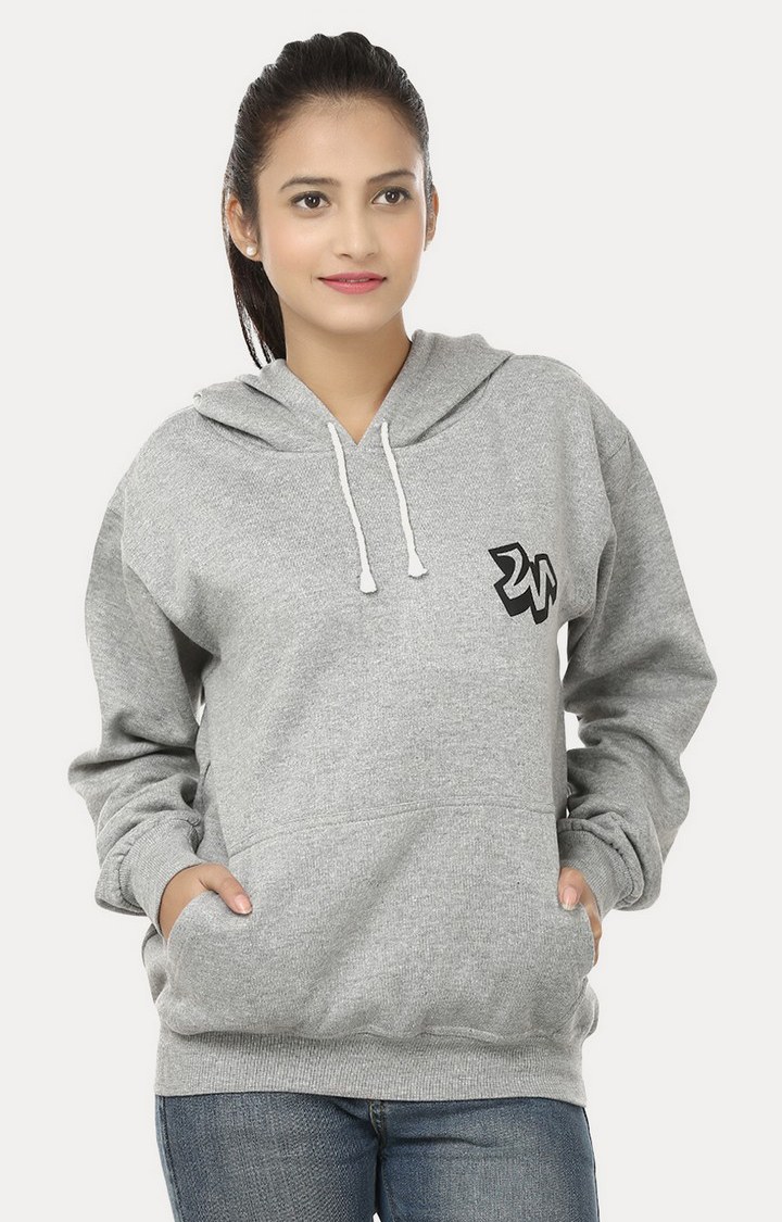 Weardo | Women's Grey Acrylic Melange Hoodies
