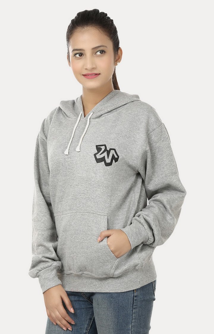 Women's Grey Acrylic Melange Hoodies