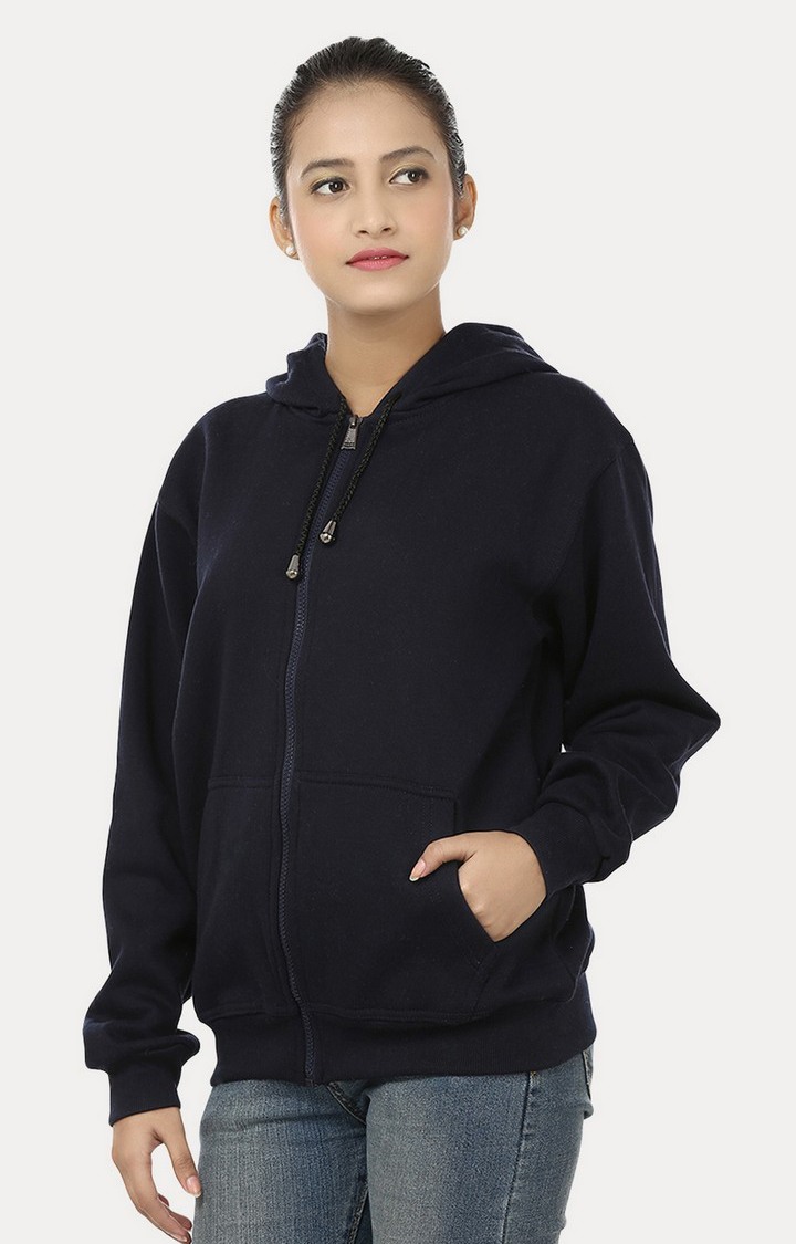 Women's Blue Acrylic Solid Hoodies