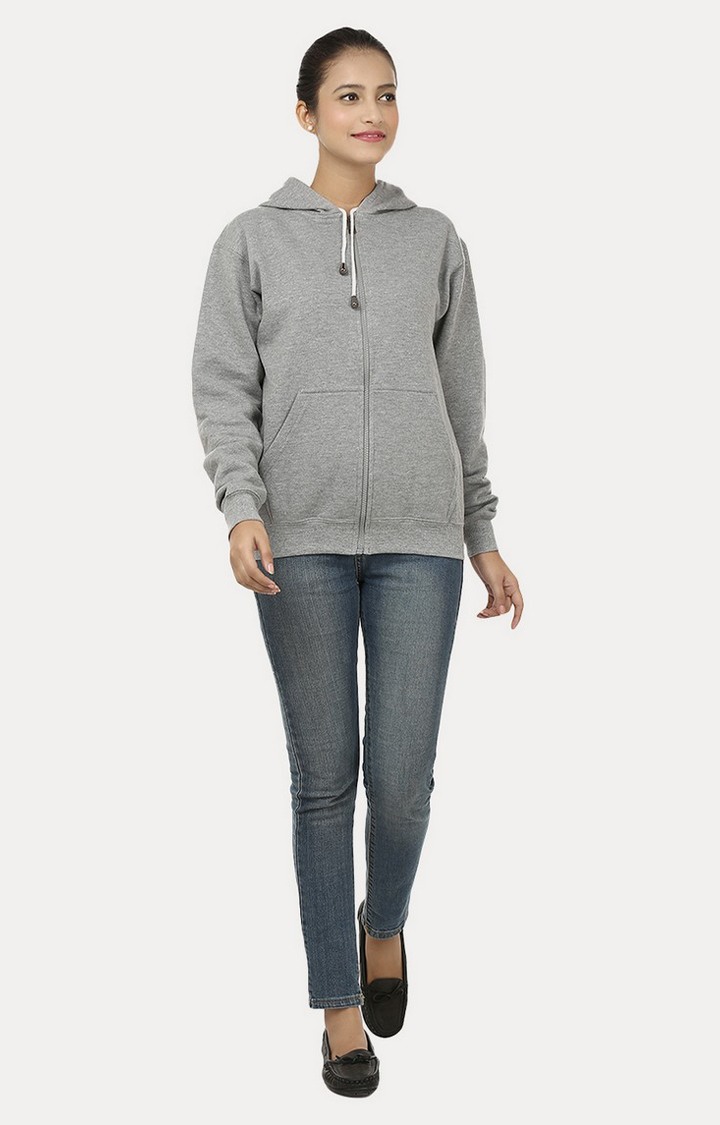 Women's Grey Acrylic Melange Hoodies