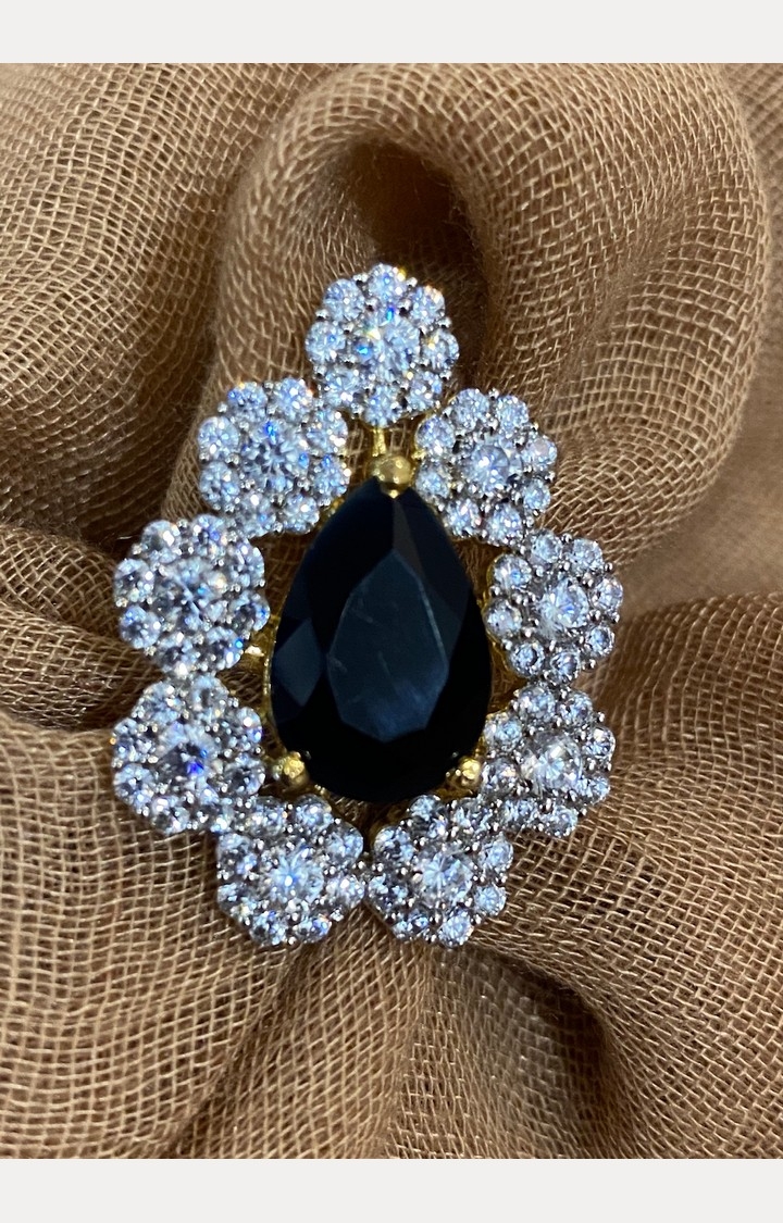 Swabhimann Jewellery | Black Ameena Zircon Leaf Adjustable Rings 0