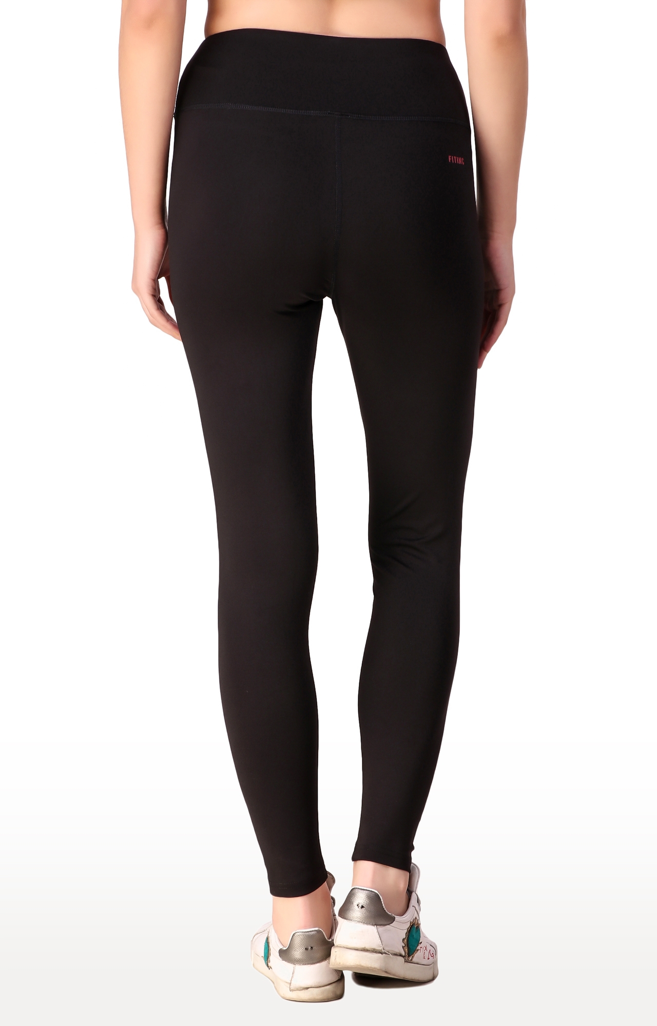 Fitinc | Women's Black Polyester Solid Tights 4